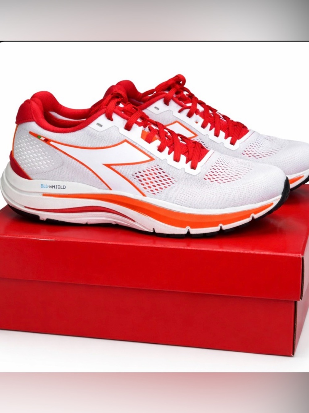 Diadora White Red and Orange Women's Running Sneakers